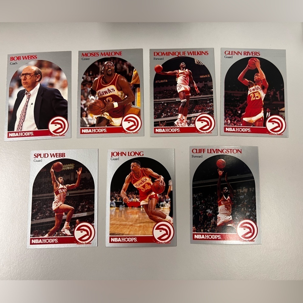 Vintage NBA Hoops Atlanta Hawks Player Lot - 1990-91 Era Basketball Cards